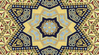 Soyut etnik otantik simetrik desen süs dekoratif Kaleidoscope hareketi geometrik daire ve yıldız şekli