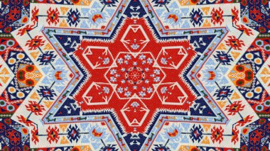 Soyut etnik otantik simetrik desen süs dekoratif Kaleidoscope hareketi geometrik daire ve yıldız şekli