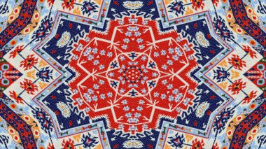 Soyut etnik otantik simetrik desen süs dekoratif Kaleidoscope hareketi geometrik daire ve yıldız şekli