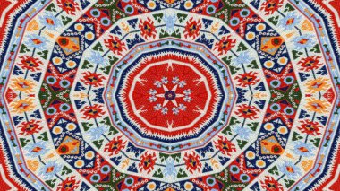 Soyut etnik otantik simetrik desen süs dekoratif Kaleidoscope hareketi geometrik daire ve yıldız şekli