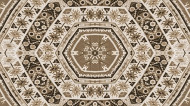 Soyut etnik otantik simetrik desen süs dekoratif Kaleidoscope hareketi geometrik daire ve yıldız şekli