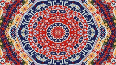 Soyut etnik otantik simetrik desen süs dekoratif Kaleidoscope hareketi geometrik daire ve yıldız şekli