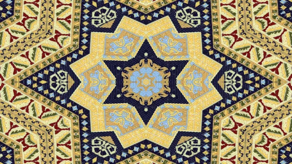 Abstraktní Etnické Autentické Symetrický Vzor Okrasné Dekorativní Kaleidoskop Hnutí Geometrické — Stock fotografie