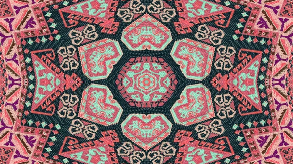 Abstraktní Etnické Autentické Symetrický Vzor Okrasné Dekorativní Kaleidoskop Hnutí Geometrické — Stock fotografie