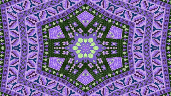 Abstraktní Etnické Autentické Symetrický Vzor Okrasné Dekorativní Kaleidoskop Hnutí Geometrické — Stock fotografie