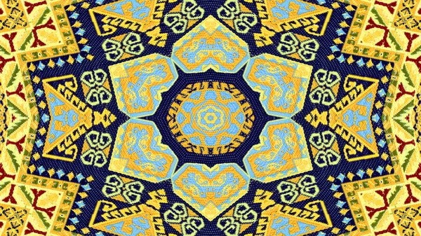 Аннотация Ethnic Authentic Symmetric Pattern Ornamental Decorative Kaleidoscope Movement Geometric — стоковое фото