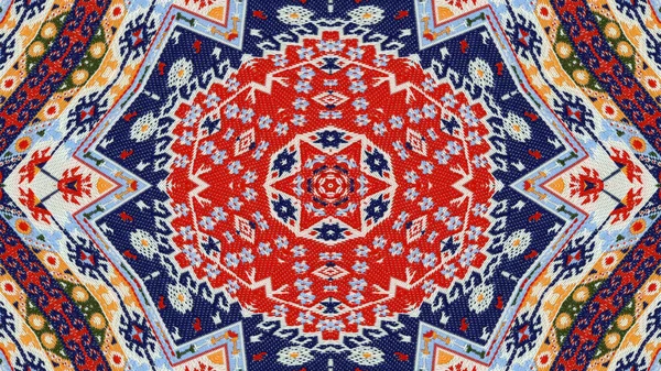 Abstraktní Etnické Autentické Symetrický Vzor Okrasné Dekorativní Kaleidoskop Hnutí Geometrické — Stock fotografie