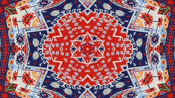 Abstraktní Etnické Autentické Symetrický Vzor Okrasné Dekorativní Kaleidoskop Hnutí Geometrické — Stock fotografie