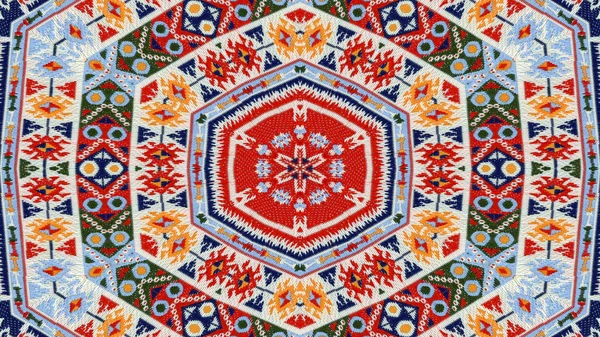 Abstrakt Etnisk Autentisk Symmetrisk Mønster Dekorativ Kaleidoskopbevegelse Geometrisk Sirkel Stjerneform – stockfoto