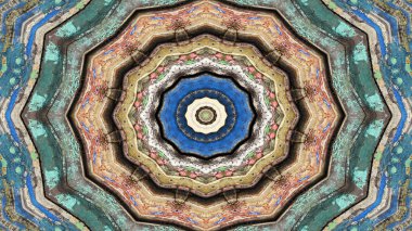 Soyut etnik otantik simetrik desen süs dekoratif Kaleidoscope hareketi geometrik daire ve yıldız şekli