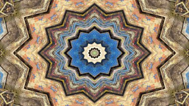 Soyut etnik otantik simetrik desen süs dekoratif Kaleidoscope hareketi geometrik daire ve yıldız şekli