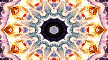 Soyut etnik otantik simetrik desen süs dekoratif Kaleidoscope hareketi geometrik daire ve yıldız şekli