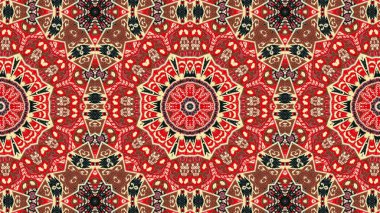 Soyut etnik otantik simetrik desen süs dekoratif Kaleidoscope hareketi geometrik daire ve yıldız şekli