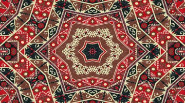 Soyut etnik otantik simetrik desen süs dekoratif Kaleidoscope hareketi geometrik daire ve yıldız şekli