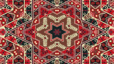 Soyut etnik otantik simetrik desen süs dekoratif Kaleidoscope hareketi geometrik daire ve yıldız şekli