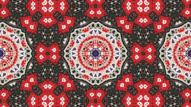 Soyut etnik otantik simetrik desen süs dekoratif Kaleidoscope hareketi geometrik daire ve yıldız şekli