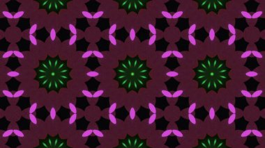 Soyut Renkli Simetrik Desensel Dekoratif Kaleydoskop Hareketi Geometrik Çember ve Yıldız Şekilleri
