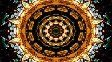 Soyut etnik otantik simetrik desen süs dekoratif Kaleidoscope hareketi geometrik daire ve yıldız şekli