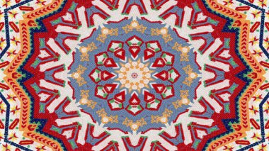 Soyut etnik otantik simetrik desen süs dekoratif Kaleidoscope hareketi geometrik daire ve yıldız şekli
