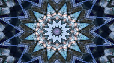 Soyut etnik otantik simetrik desen süs dekoratif Kaleidoscope hareketi geometrik daire ve yıldız şekli