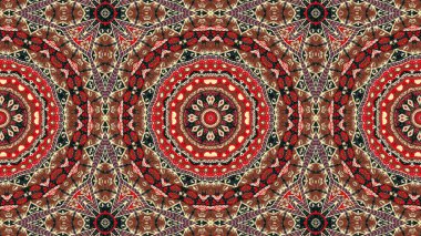 Soyut etnik otantik simetrik desen süs dekoratif Kaleidoscope hareketi geometrik daire ve yıldız şekli