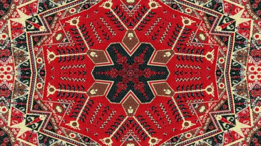 Soyut etnik otantik simetrik desen süs dekoratif Kaleidoscope hareketi geometrik daire ve yıldız şekli
