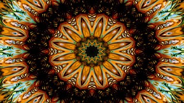 Soyut etnik otantik simetrik desen süs dekoratif Kaleidoscope hareketi geometrik daire ve yıldız şekli