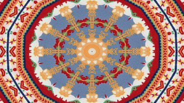 Soyut etnik otantik simetrik desen süs dekoratif Kaleidoscope hareketi geometrik daire ve yıldız şekli