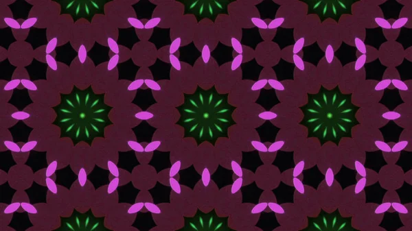 Soyut Renkli Simetrik Desensel Dekoratif Kaleydoskop Hareketi Geometrik Çember ve Yıldız Şekilleri