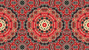 Soyut etnik otantik simetrik desen süs dekoratif Kaleidoscope hareketi geometrik daire ve yıldız şekli