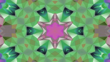 Soyut Renkli Simetrik Desensel Dekoratif Kaleydoskop Hareketi Geometrik Çember ve Yıldız Şekilleri