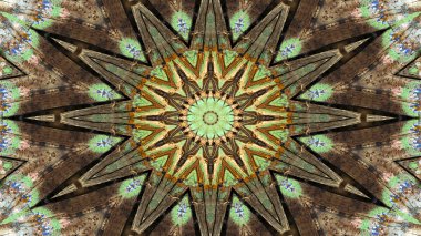 Soyut etnik otantik simetrik desen süs dekoratif Kaleidoscope hareketi geometrik daire ve yıldız şekli