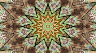 Soyut etnik otantik simetrik desen süs dekoratif Kaleidoscope hareketi geometrik daire ve yıldız şekli