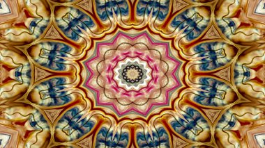 Soyut etnik otantik simetrik desen süs dekoratif Kaleidoscope hareketi geometrik daire ve yıldız şekli