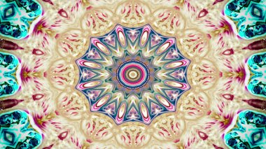 Soyut etnik otantik simetrik desen süs dekoratif Kaleidoscope hareketi geometrik daire ve yıldız şekli