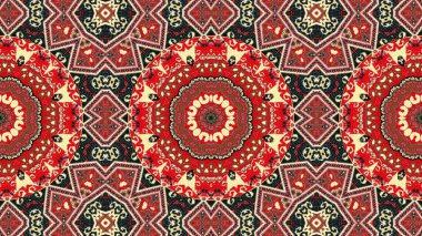 Soyut etnik otantik simetrik desen süs dekoratif Kaleidoscope hareketi geometrik daire ve yıldız şekli