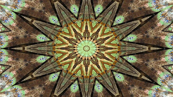 Soyut etnik otantik simetrik desen süs dekoratif Kaleidoscope hareketi geometrik daire ve yıldız şekli
