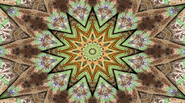 Soyut etnik otantik simetrik desen süs dekoratif Kaleidoscope hareketi geometrik daire ve yıldız şekli