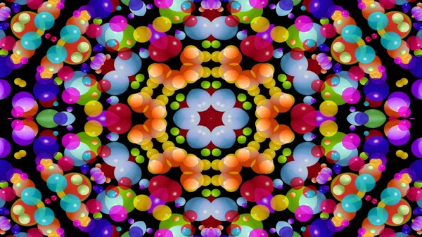 彩色对称图案装饰式万花筒运动几何圆和星形 — 图库照片