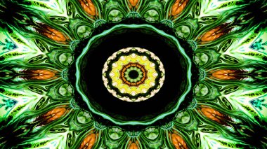 Soyut etnik otantik simetrik desen süs dekoratif Kaleidoscope hareketi geometrik daire ve yıldız şekli