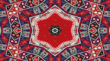 Soyut etnik otantik simetrik desen süs dekoratif Kaleidoscope hareketi geometrik daire ve yıldız şekli