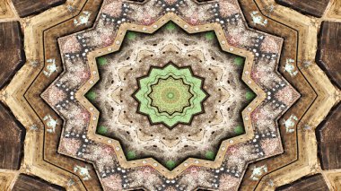 Soyut etnik otantik simetrik desen süs dekoratif Kaleidoscope hareketi geometrik daire ve yıldız şekli