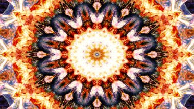 Soyut etnik otantik simetrik desen süs dekoratif Kaleidoscope hareketi geometrik daire ve yıldız şekli