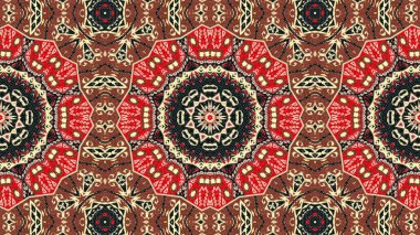 Soyut etnik otantik simetrik desen süs dekoratif Kaleidoscope hareketi geometrik daire ve yıldız şekli