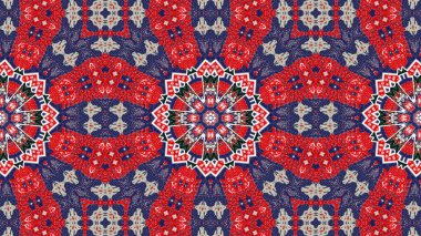 Soyut etnik otantik simetrik desen süs dekoratif Kaleidoscope hareketi geometrik daire ve yıldız şekli