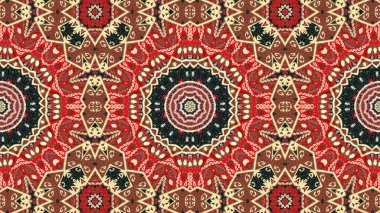 Soyut etnik otantik simetrik desen süs dekoratif Kaleidoscope hareketi geometrik daire ve yıldız şekli