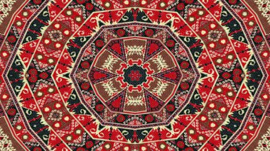Soyut etnik otantik simetrik desen süs dekoratif Kaleidoscope hareketi geometrik daire ve yıldız şekli