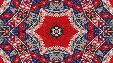 Soyut etnik otantik simetrik desen süs dekoratif Kaleidoscope hareketi geometrik daire ve yıldız şekli