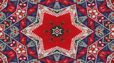 Soyut etnik otantik simetrik desen süs dekoratif Kaleidoscope hareketi geometrik daire ve yıldız şekli
