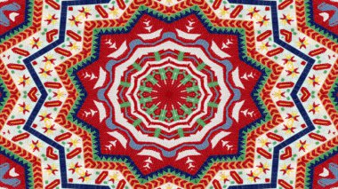 Soyut etnik otantik simetrik desen süs dekoratif Kaleidoscope hareketi geometrik daire ve yıldız şekli